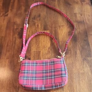 Red Plaid Purse With Crossbody Strap And Shoulder Strap NWOT